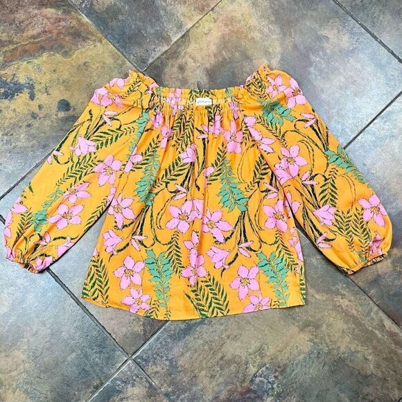 Gason & Latimer Off The Shoulder Tropical Floral Blouse Medium - Picture 3 of 11